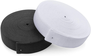High Elasticity 35mm Wide Medium-Thick Polyester Natural Latex Sewing <strong>Elastic</strong> Band Woven Technique in White &amp; Black - Product Image 4