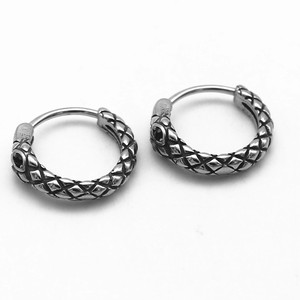 Pendientes de aro de acero de titanio con diseño de serpiente yunnique, diseño animal unisex, otoño 2024 GZYE-EC1080 - Product Image 1