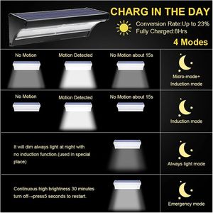 Blanco cálido <span class=keywords><strong>24</strong></span> luces LED con Sensor Solar al aire libre de aluminio luces de calle solares Ip65 Solar impermeable jardín luz de pared para patio - Product Image 3