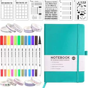 Journal A5 avec stylo marqueur à double pointe et pochoir, ensemble de papeterie pour l'écriture DIY, stylo fineliner, cadeau idéal pour la rentrée scolaire - Product Image 5