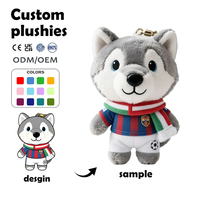 Peluche personnalisée OEM ODM pour compétition de football, mascotte loup, jouet en coton, porte-clés personnalisé personnage anime, animal en peluche sur mesure
