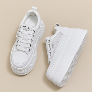 Zapatillas de Plataforma con Suela Gruesa Casuales para Mujer, Primavera Verano 2026, Novedad, con Cordones, que Aumentan la Altura, Blancas, Versátiles - Product Image 4