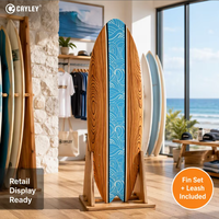 Planche de surf rigide, écologique et durable avec ailerons et leash, design grain de bois pour le surf sur lacs et rivières - Option logo personnalisé