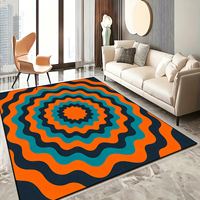 Großer Abstrakter Fließender Designer-Teppich Blau Grün Orange Kurven Statement-Teppich für Wohnzimmer Maßgefertigter 3D-Druck Alfombra Günstig