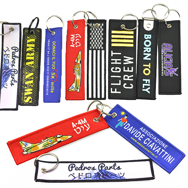 Personalized Wholesale Custom Fabric Embroidery Patch Key Ring Tag Embroidered Key Chain Keyring Keychain