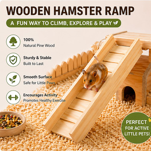 Escalera de madera para hámster, plataforma grande de 70 cm, tobogán de madera maciza, juguete para mascotas de interior, mueble para hámster, compañero divertido, nido decorativo - Product Image 2