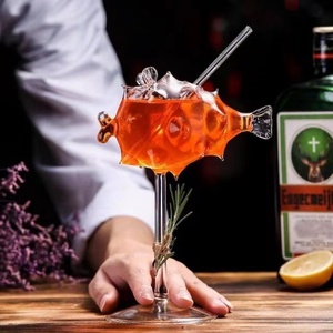 Calice da Vino Creativo di Alta Qualità in Vetro Borosilicato a Forma di Pesce Globo con Stelo Lungo, Grande Capacità, per Succhi, Caffè e Uso Domestico - Product Image 2