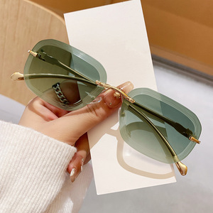 Frameless Metal <b>Sunglasses</b> With Water Ripple Trim UV400 Protection For Women Unisex Outings Cycling Driving - Product Image 4