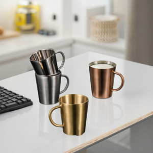 Mug à double paroi en acier inoxydable 304 de style coréen, tasse à café anti-brûlure, tasse portable - Product Image 2