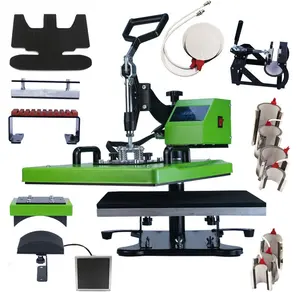 220V All-in-one Heat Press Machine Set 15 in 1 Heat Transfer Machine Combination Set for T shirt/Caps/Shoes/Mugs/Plate