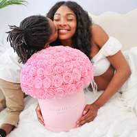 Boîte cadeau en carton rond en velours de luxe personnalisée pour fleurs et roses
