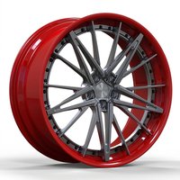 Nuevas Llantas de Aleación de Aluminio Forjado 6061 T6 con Diseño de Malla Roja Gunmetal, de 18-24 Pulgadas, Personalizadas, con 6 Años de Garantía