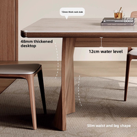 Table à manger de style nordique, luxe léger, pour 4 à 6 personnes, base en bois avec plateau en pierre frittée