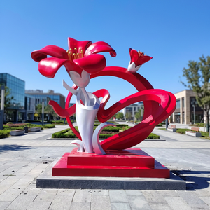 Escultura de Flores de Acero Inoxidable Personalizada, Arte Metálico Abstracto Moderno, Decoración para Jardín y Césped - Product Image 2