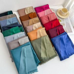 Newest Arrival Double-Sided Solid Color Plain <strong>Pashmina</strong> <strong>Shawls</strong> 80*200CM Long Large Thick Warm Imitation Cashmere Winter Scarves - Product Image 1