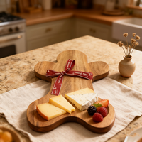 Natural House Planche de service à découper en bois d'acacia en forme de Noël avec logo personnalisé pour fromage charcuterie collation apéritif