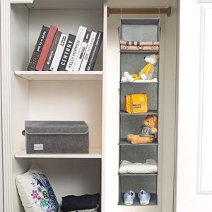 6 Shelf Hanging Closet Organizer 1 Pack With Side Pockets For Clothes <b>Shoes</b> Storage Behind Door Hook Type - Product Image 6
