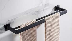 Elegante portasciugamani <span class=keywords><strong>da</strong></span> <span class=keywords><strong>bagno</strong></span> nero in acciaio inox <span class=keywords><strong>Set</strong></span> personalizzabile supporto in metallo con accessori per la casa in scatola per la doccia - Product Image 2