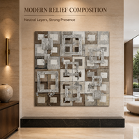 Art mural abstrait géométrique neutre moderne, peinture sur toile texturée peinte à la main pour la décoration du salon