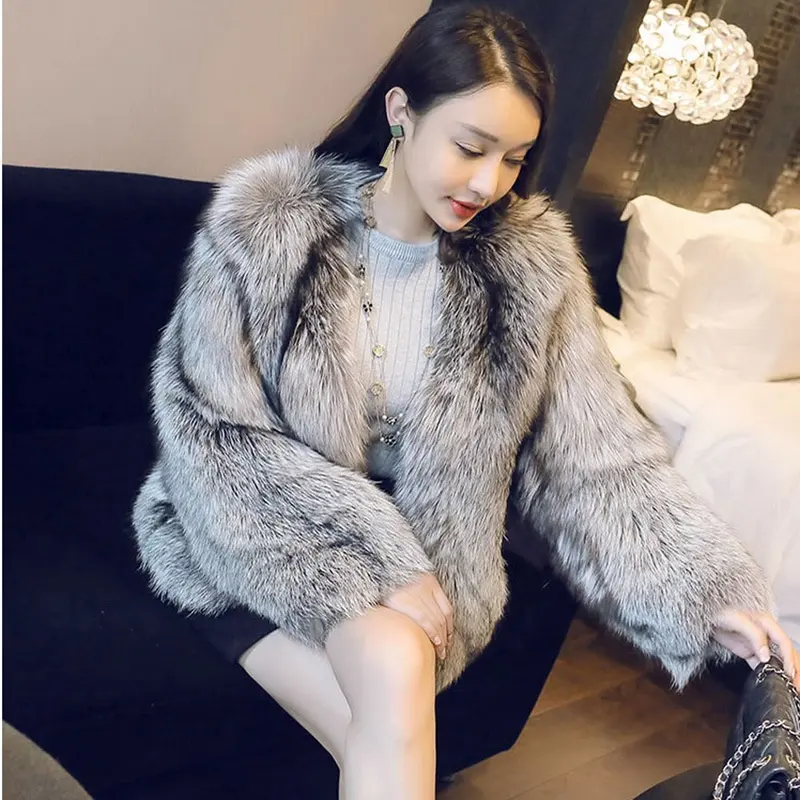 2023 DM vendors winter fashion ladies luxury Imitation fox fur coat short warm warmth woman infant fur coated