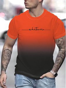 <span class=keywords><strong>Felpa</strong></span> sportiva Casual estiva da <span class=keywords><strong>uomo</strong></span> con scollo rotondo a <span class=keywords><strong>maniche</strong></span> <span class=keywords><strong>corte</strong></span> con stampa in maglia a colori sfumata - Product Image 3