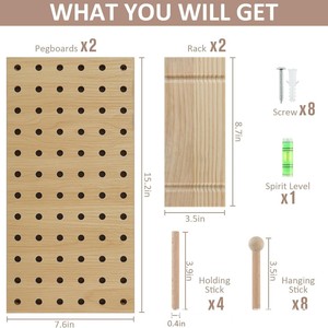 Wooden Pegboard Storage Rack <b>Wall</b> <b>Mounted</b> <b>Shelf</b> For Living Room Bedroom Bathroom Key Organizer Display Rack - Product Image 5