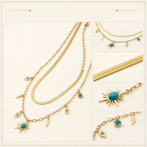Collier superposé doré éclatant pour femme, idéal pour les festivals et les vacances, vente en gros directe usine - Product Image 3