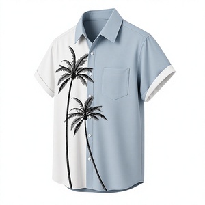 Chemise décontractée pour homme bicolore à manches courtes avec boutons recouverts d'imprimés personnalisés, tissu respirant et à séchage rapide, écologique - Product Image 4