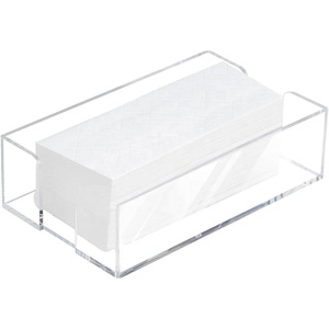 Kotak Tisu Akrilik Multifungsi Desain Modern Transparan Dispenser Meja Penyimpanan Kertas Datar untuk Kamar Mandi Kantor Wajah - Product Image 1