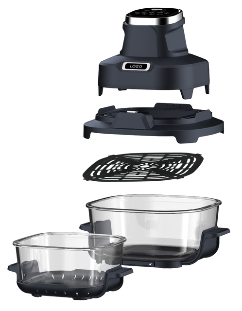 Kitchen Appliances Stainless Steel Multi-Functional Double Basket Glass Air Fryer Digital Control Oil-free Energy Efficient