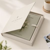 Boîte rigide personnalisée avec logo, boîte à rabat, boîte d'emballage pour album photo, boîte cadeau et boîte en forme de livre, boîte de rangement avec ruban OEM ODM