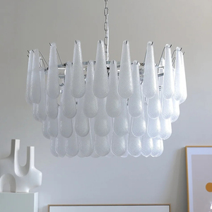 New modern LED pháp Chic đám mây Frosted blass ánh sáng mặt dây chuyền vàng vòng/dài đèn chùm phòng khách ánh sáng đồ đạc - Product Image 5