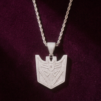 Collier Pendentif Bouclier Géométrique Hip Hop Iced Out pour Hommes et Femmes, Chaîne à Maillons en Laiton avec Zircon Cubique, Bijoux Unisexe Vente en Gros