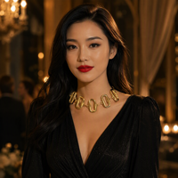 Collar de cadena con eslabones de diamantes y dije rectangular grande de moda exagerada ChuYao, chapado en oro de 18k, aleación, joyería con certificación REACH
