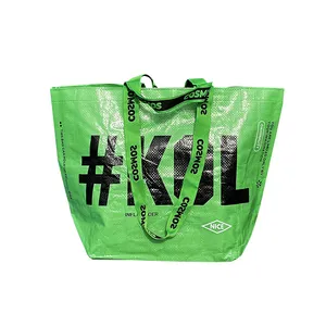 Recyclable durable custom logo laminated pe pp woven shopping bag tote