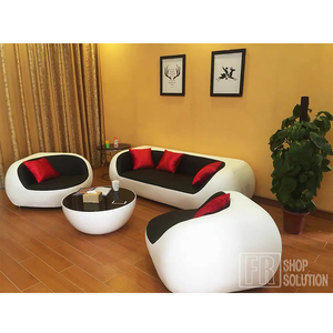 Sectionnel En Cuir moderne Meubles De Bureau D&amp;#39;attente de Réception Canapés avec Table Centrale - Product Image 4