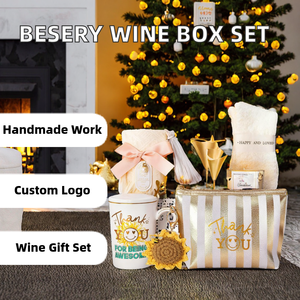 Besery Handmade Embossed Modern Convenient Promotional Paper Wine Box 4-Piece Accessories Tools Set Custom Logo Option for - Product Image 2