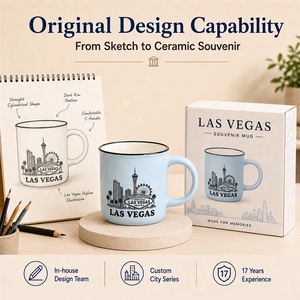 Taza de Café de Cerámica con Diseño de Árbol y Noria de Las Vegas, EE. UU., para Camping, Recuerdo, Personalizable, OEM, ODM, Venta al Por Mayor - Product Image 4
