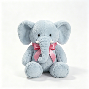Elefante de peluche azul personalizado con lazo rosa, juguete de peluche de elefante, lindo peluche de elefante, animal de peluche de elefante bebé - Product Image 1