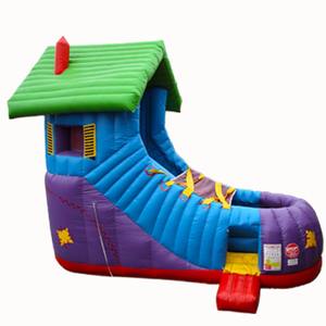 Château gonflable à thème de chaussures de conte de fées, avec toboggan et motif de bottes originales, pour la location de fêtes d'anniversaire pour enfants - Product Image 2