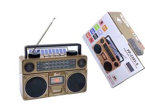 วิทยุพกพาแบบย้อนยุค รุ่น Factory Retro FM MW SW พร้อมเครื่องเล่นเทปคาสเซ็ต พลังงานแสงอาทิตย์ ระบบมือหมุน บลูทูธ 5.0 ช่องเสียบ USB และ TF สำหรับเล่นเพลง ใช้ได้ทั้งในบ้านและนอกบ้าน เหมาะสำหรับการพักผ่อน - Product Image 2