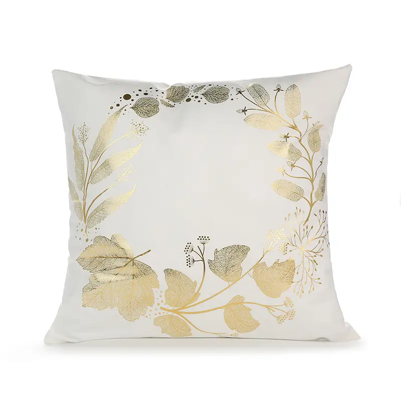 JIUANG Textiles 45*45cm Golden Pillow Covers Gilding Sofa Embrace Pillow Case Gold Foil Velvet Geometric Cushion Cover