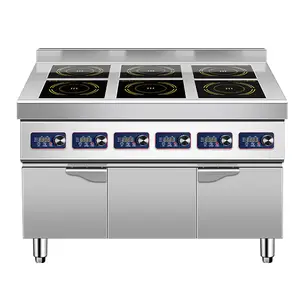 6 pembakar Built In Hob baja nirkarat industri Cooktop listrik komersial kompor induksi memasak Range cooker