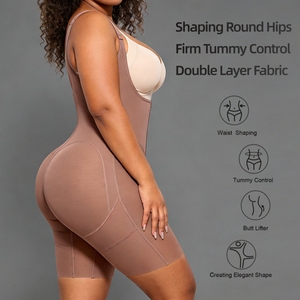Body gainant amincissant en maille fine pour femme, avec compression abdominale, shorty, fermeture éclair, effet sculptant ferme - Product Image 3