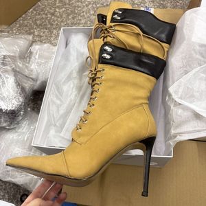 Botas Femininas Unique Double Shaft Fashion <b>Shoes</b> Casual Sexy Calf High Boots for Women - Product Image 6