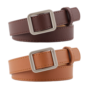 Cinturón Perforado de PU Vintage para <span class=keywords><strong>Mujer</strong></span>, Directo de Fábrica, Ajustable, Hebilla de Aleación Negra, Cinturón para Jeans, Precio de Suministro OEM ODM - Product Image 1
