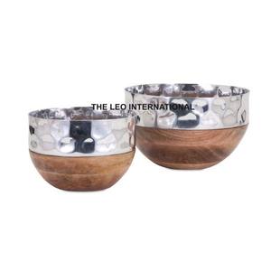 <b>Silver</b> Color With Handle Decorative <b>Bowl</b> Aluminum Metal Royal Design New Fashion Table Top Ware Base Round <b>Bowl</b> - Product Image 2