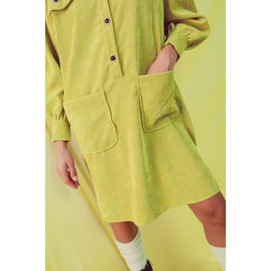 Mini abito chemisier in corduroy color lime - Product Image 6