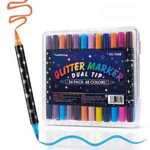 Vente en gros 24 pièces surligneur clignotant bicolore stylo marqueur scintillant à double tête pour étudiants ensemble <span class=keywords><strong>de</strong></span> fournitures scolaires - Product Image 1