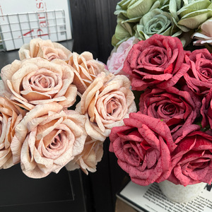 ดอกกุหลาบจิ๋ว 7 หัว สำหรับตกแต่งงานแต่งงาน ภายนอกอาคาร ทำจากผ้าไหม - Product Image 5